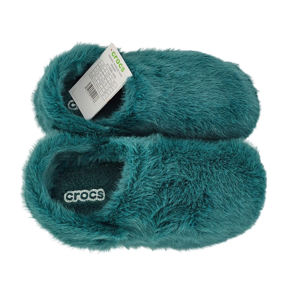 Crocs Classic Cozzzy Luxe Slipper Adult Women's Size 7 Hosta Turquoise Teal - Picture 10 of 16